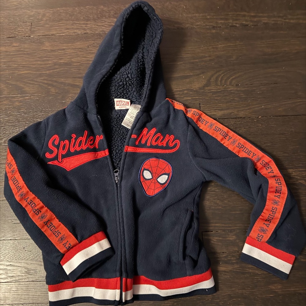Marvel Spider-Man‎ Spidey Graphic Fleece Boys 5T Zip up Varsity Jacket Hoodie